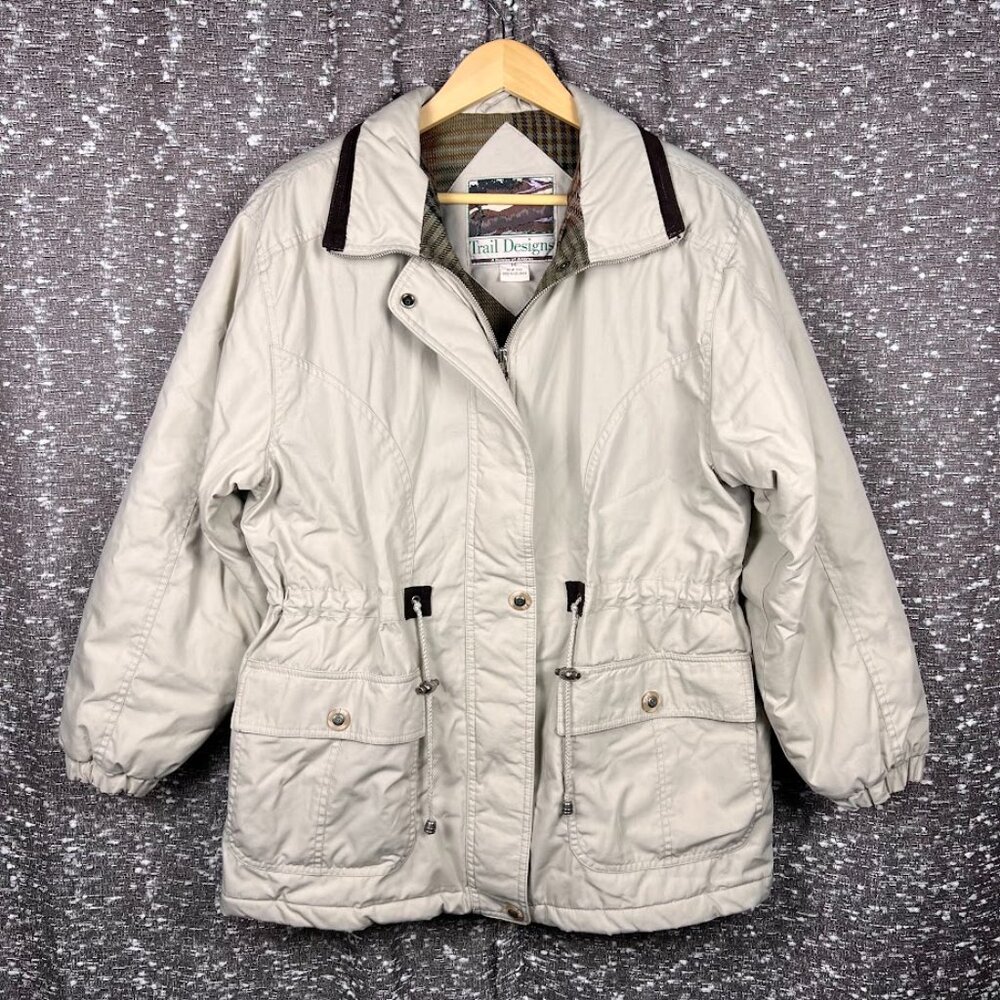Trail Designs Amerex Tan‎ Jacket Coat Button Zip Up Jacket